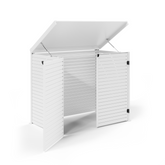 Pool Pump Storage, Aluminium Slat Storage Closure, Bin Storage in White with Slatted Back Panel